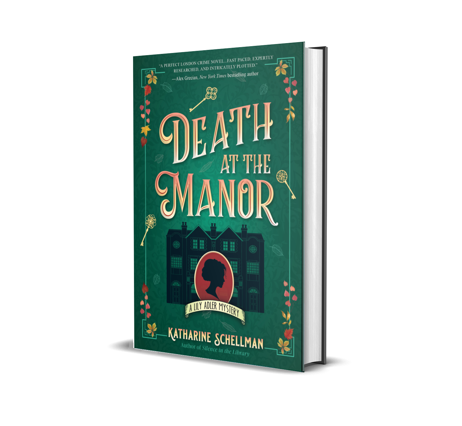 hardcover copy of Death at the Manor by Katharine Schellman